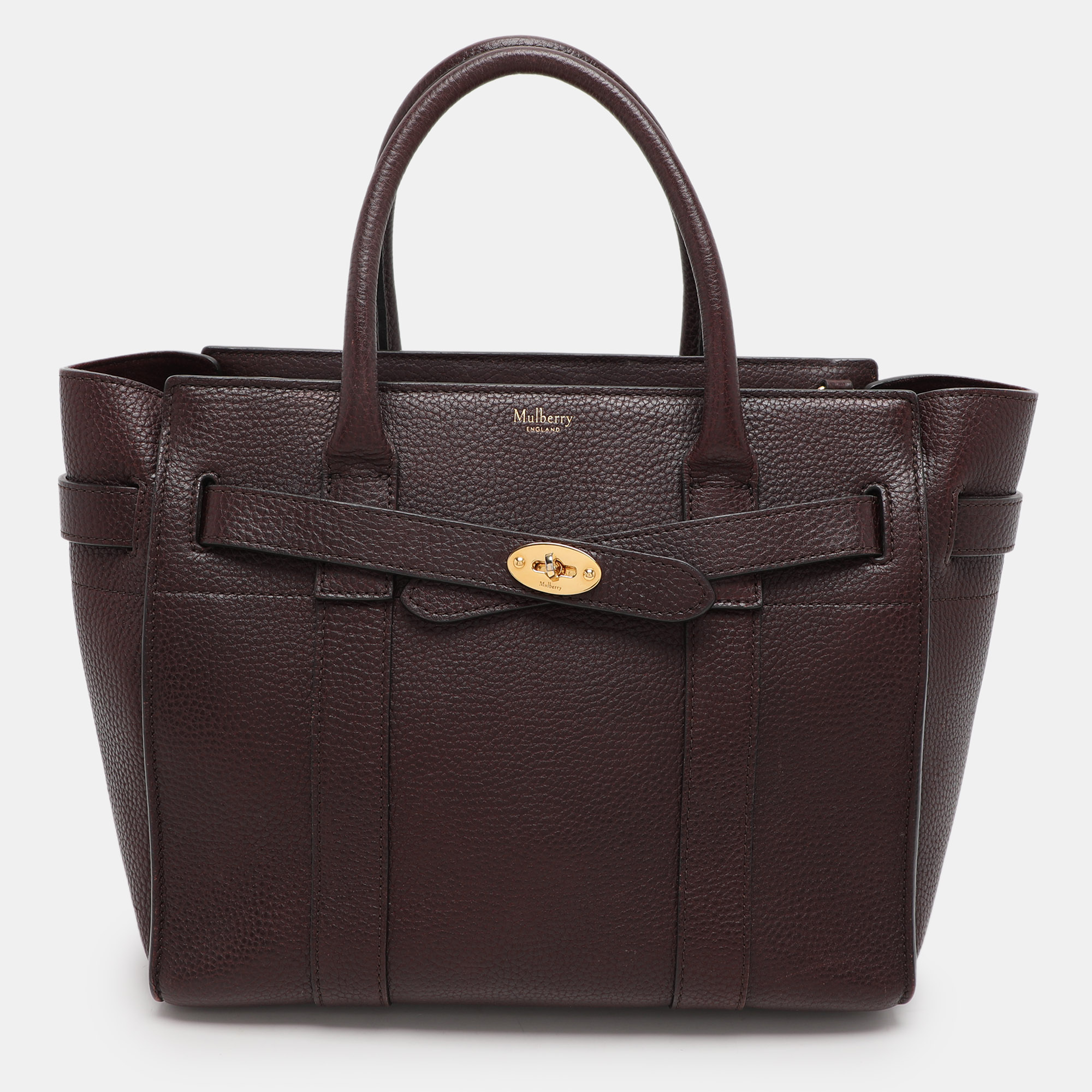 

Mulberry Burgundy Leather Small Zipped Bayswater Tote