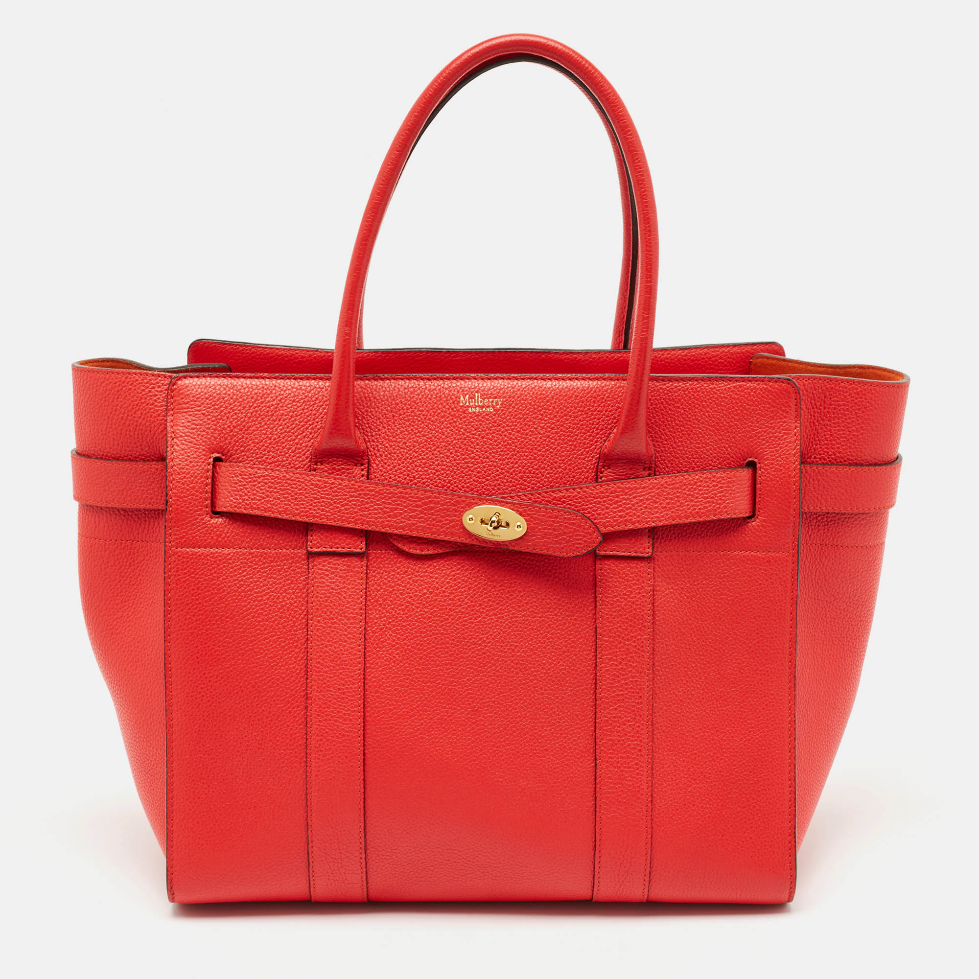 

Mulberry Red Leather Zipped Bayswater Tote