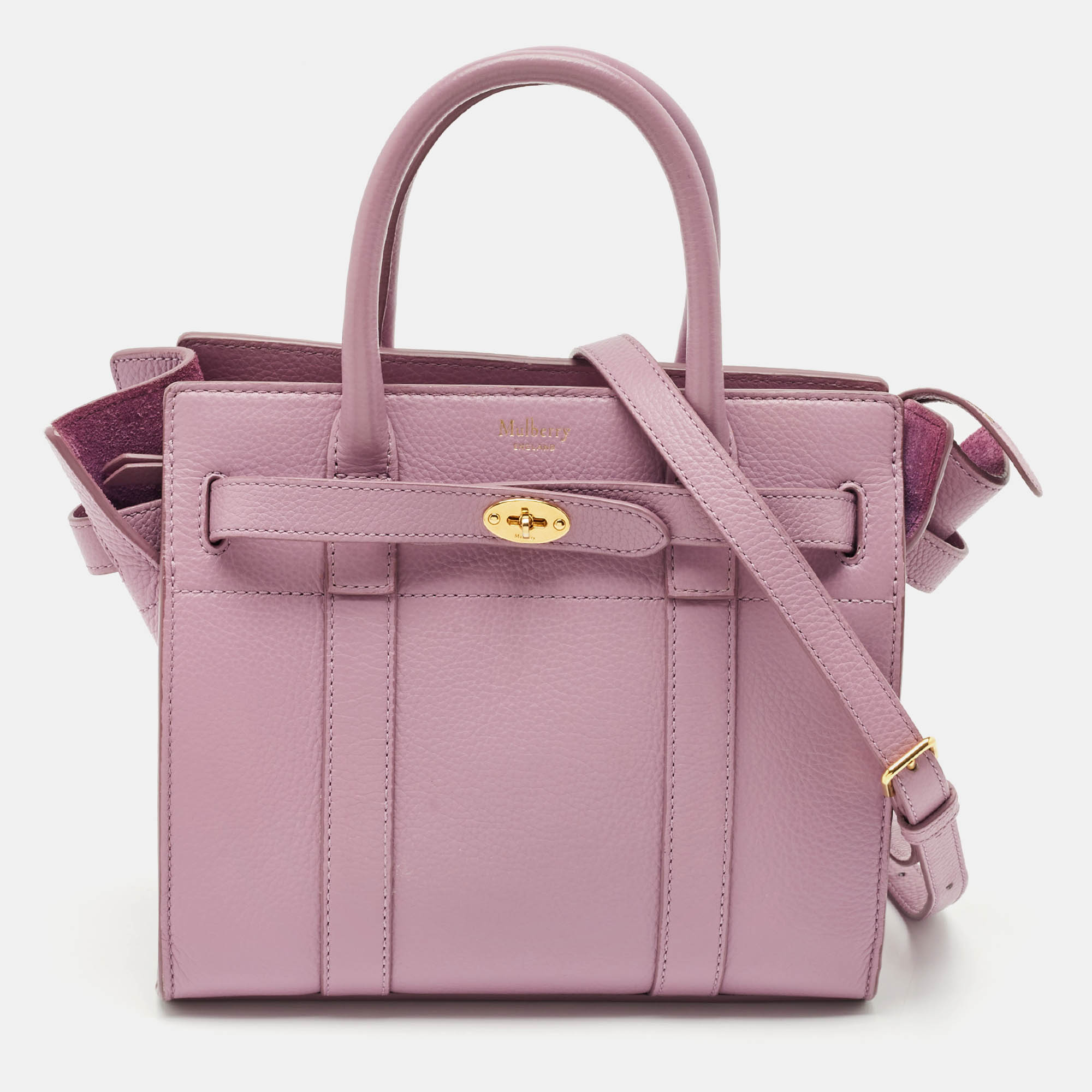 

Mulberry Lavender Leather Mini Zipped Bayswater Tote, Purple