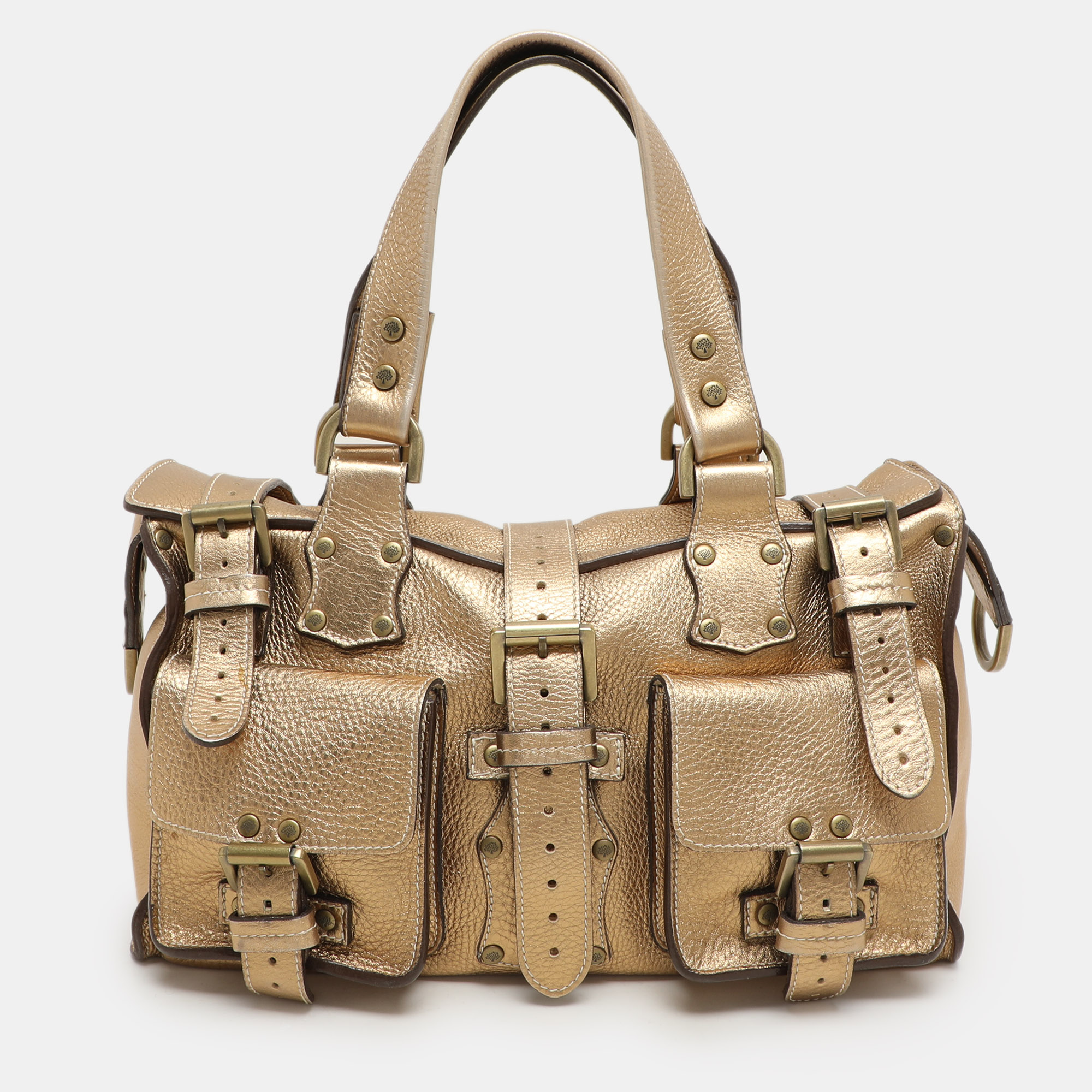 

Mulberry Gold Leather Roxanne Satchel