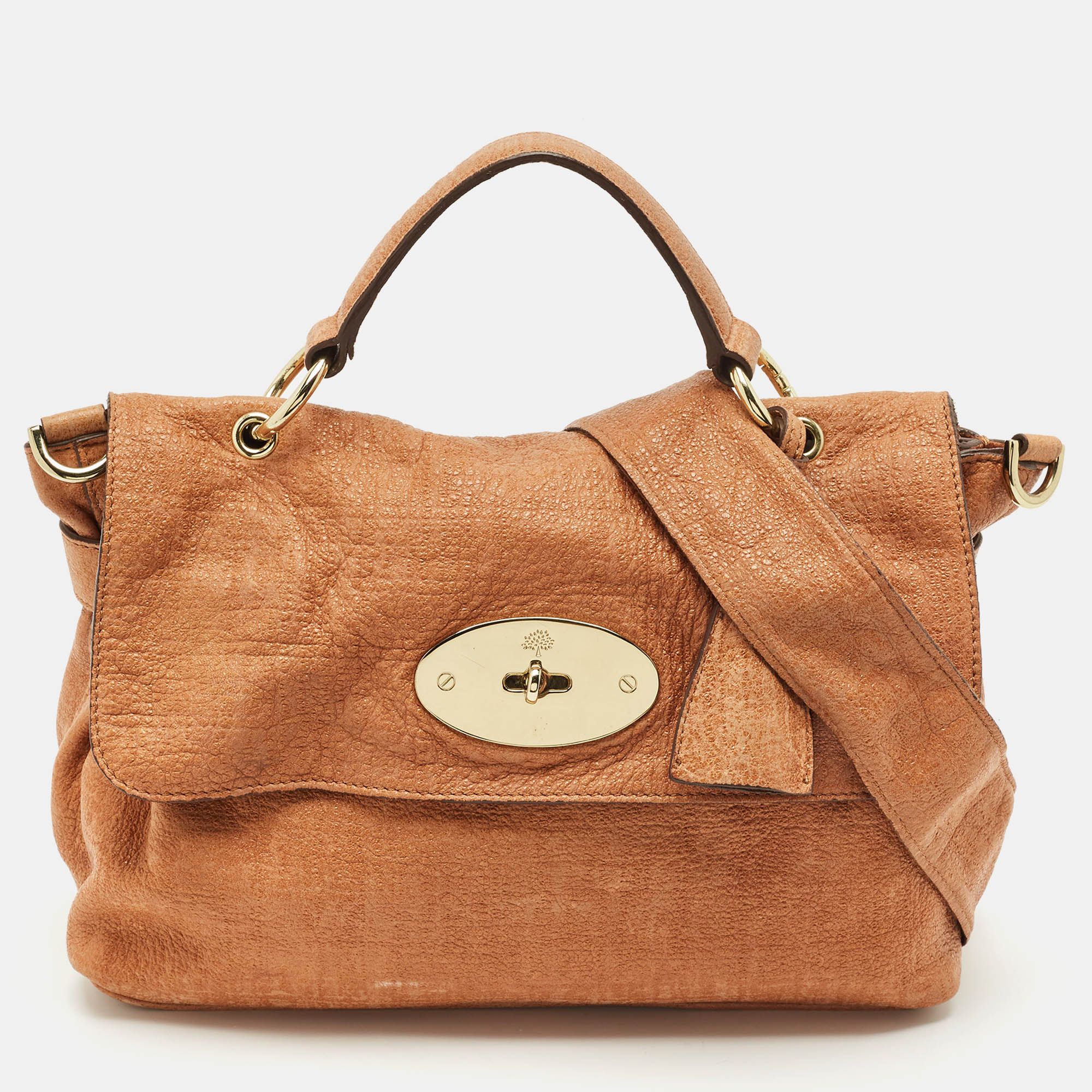 

Mulberry Brown Textured Leather Edie Top Handle Bag