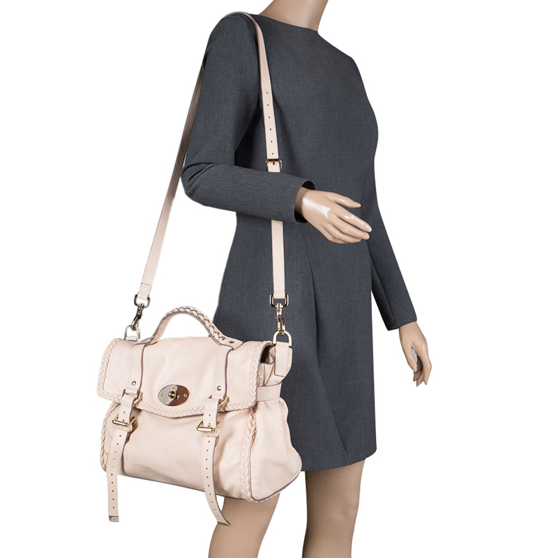 Pre Owned Mulberry Beige Leather Oversized Alexa Satchel