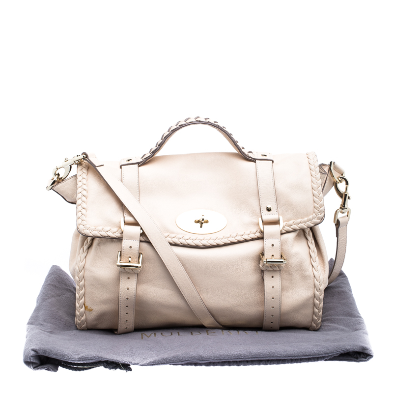 Pre Owned Mulberry Beige Leather Oversized Alexa Satchel