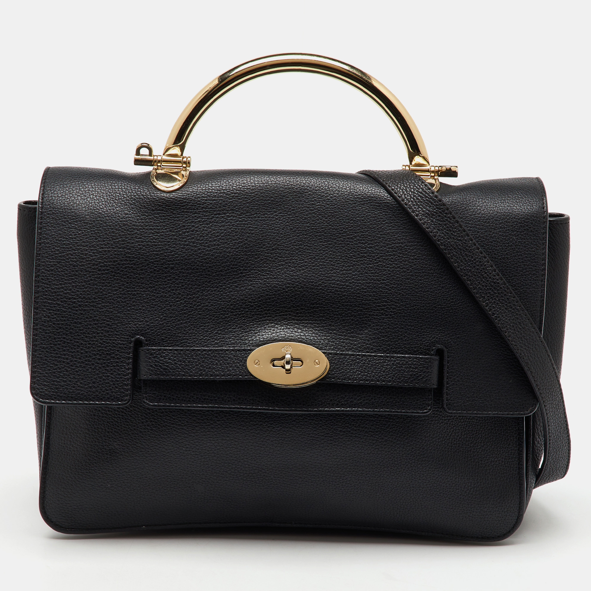 

Mulberry Black Leather Medium Belted Bayswater Top Handle Bag