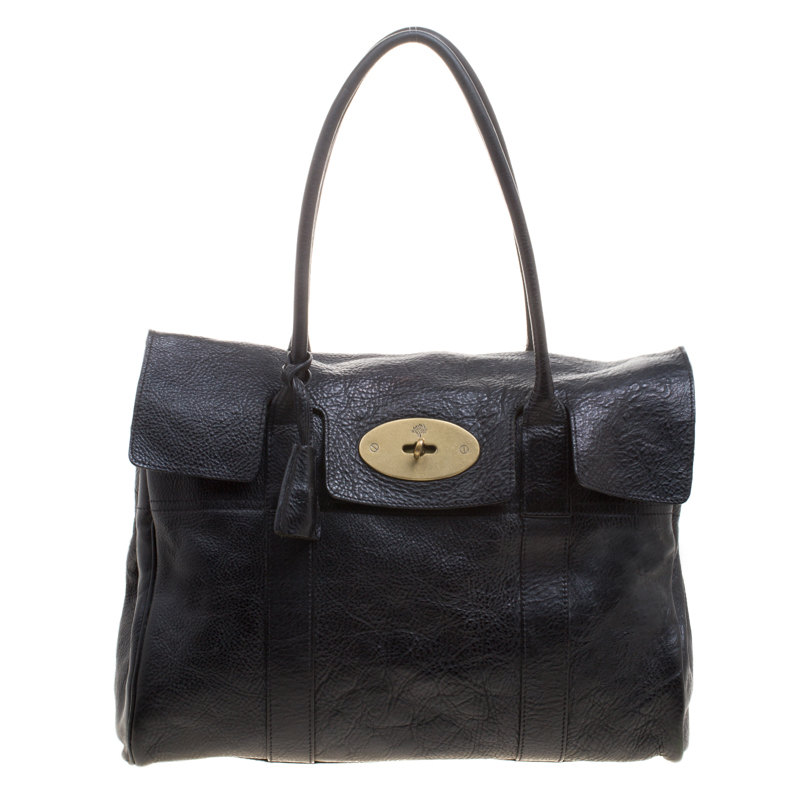Pre Owned Mulberry Black Leather Bayswater Satchel