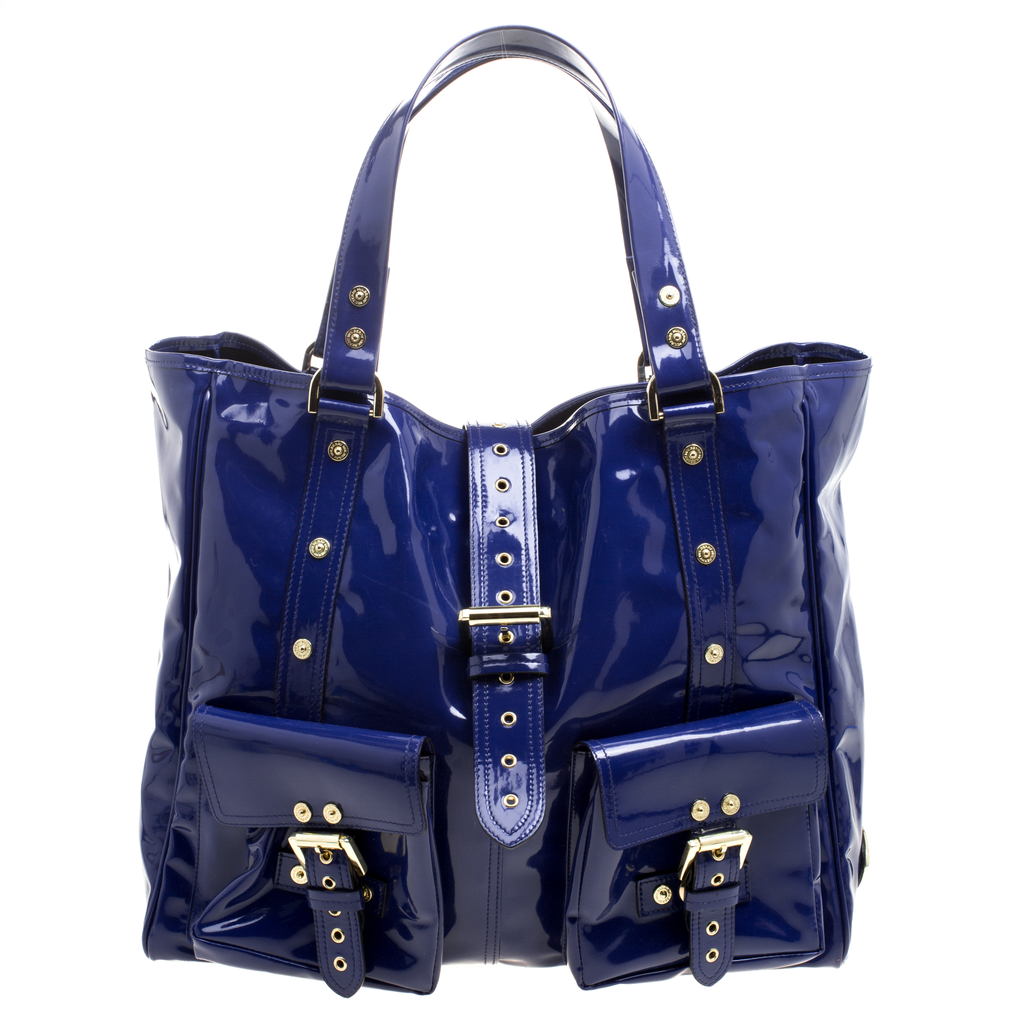 Pre Owned Mulberry Blue Patent Leather Roxanne Tote