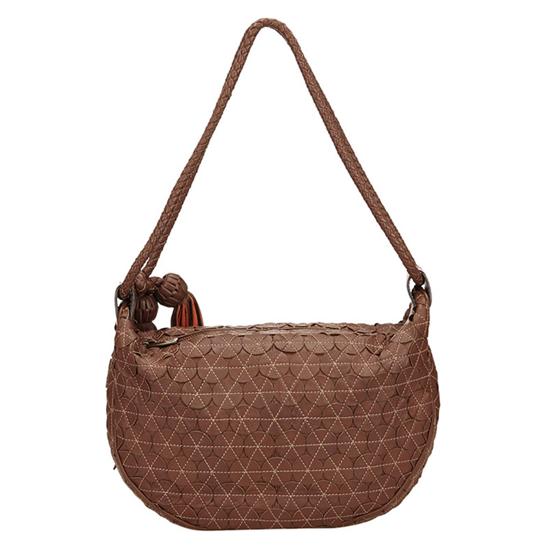Mulberry Brown Textured Leather Tassel Hobo Mulberry | The Luxury Closet