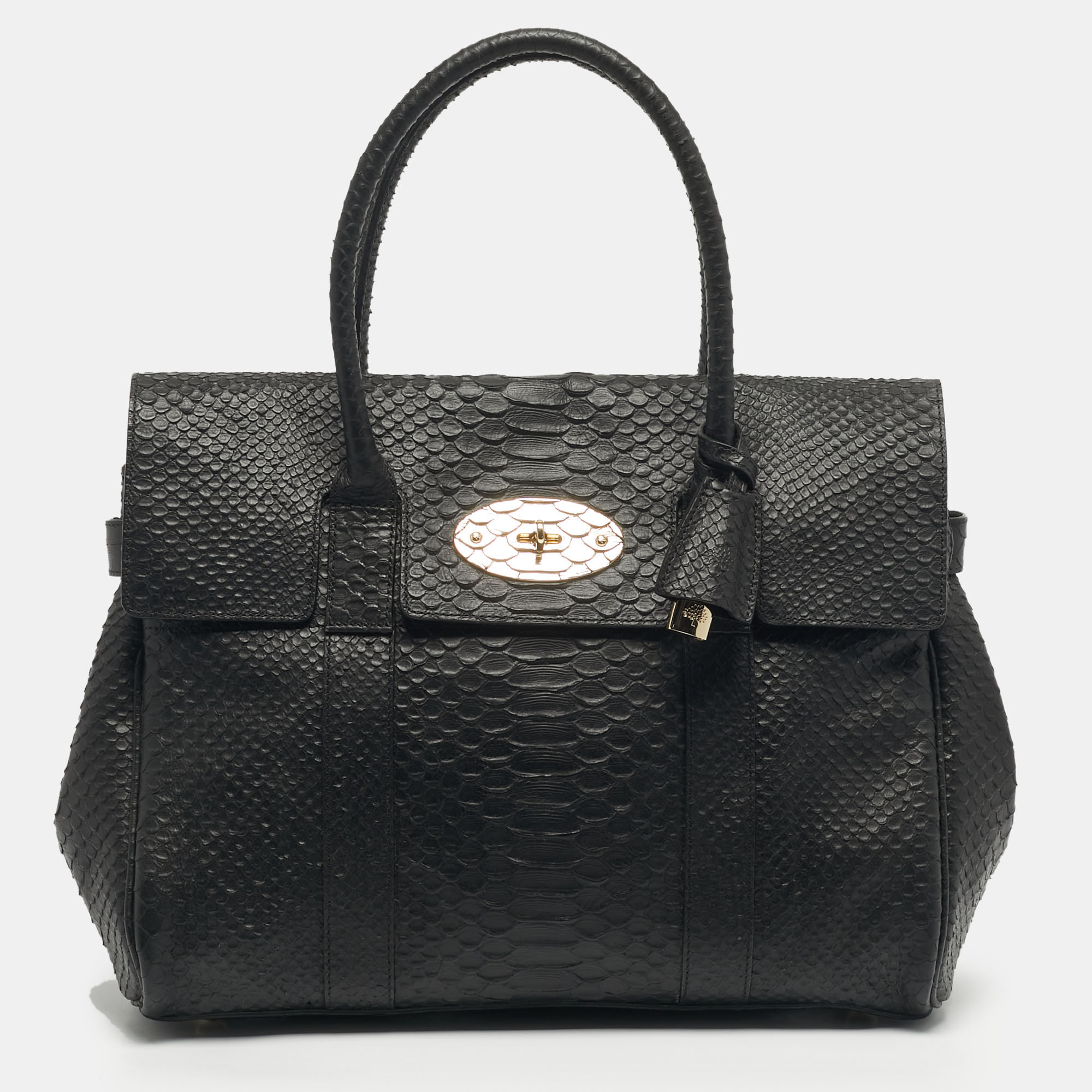 Mulberry Black Python Effect Leather Bayswater Satchel