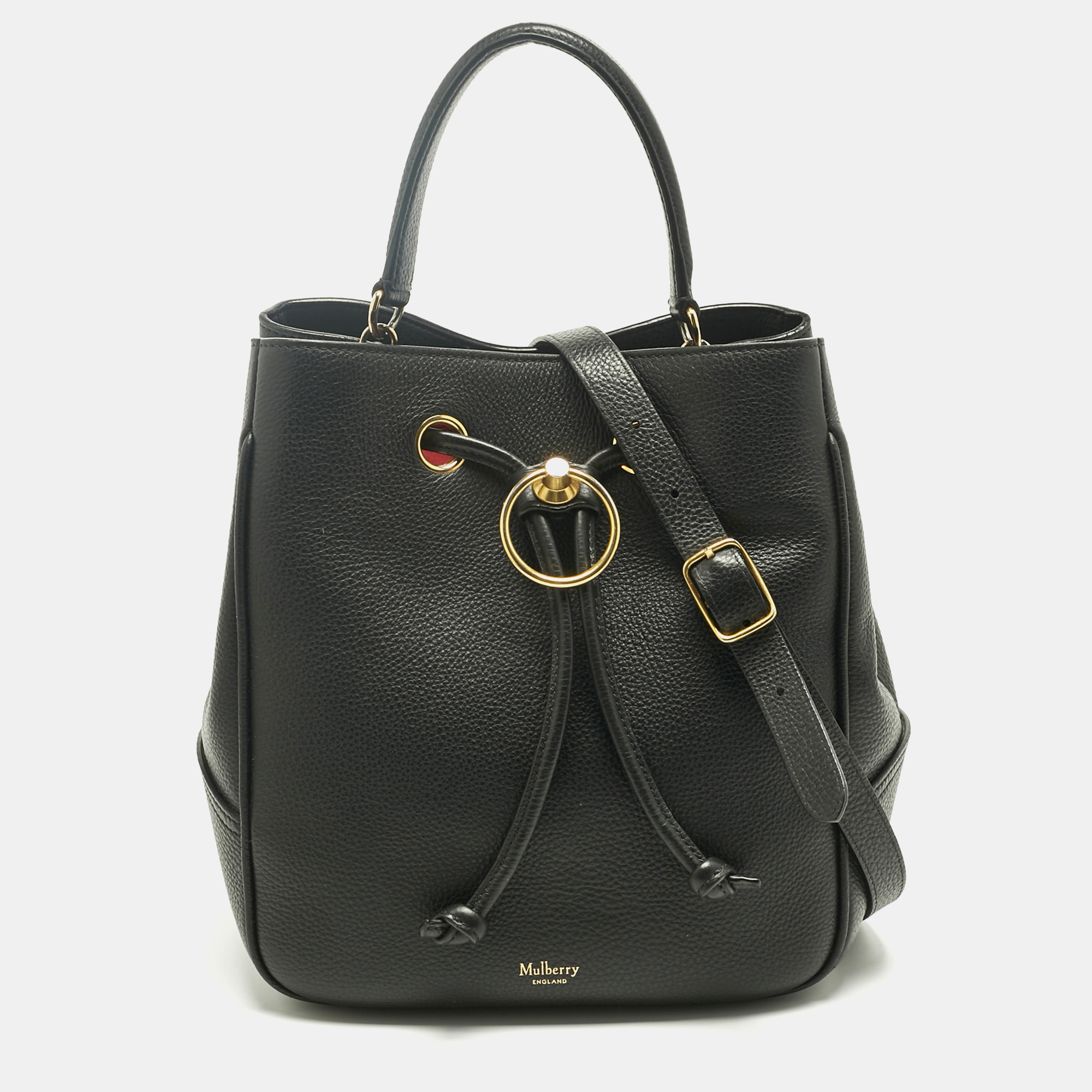 

Mulberry Black Leather Hampstead Bucket Bag
