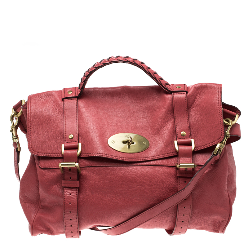 Mulberry Red Leather Oversized Alexa Satchel
