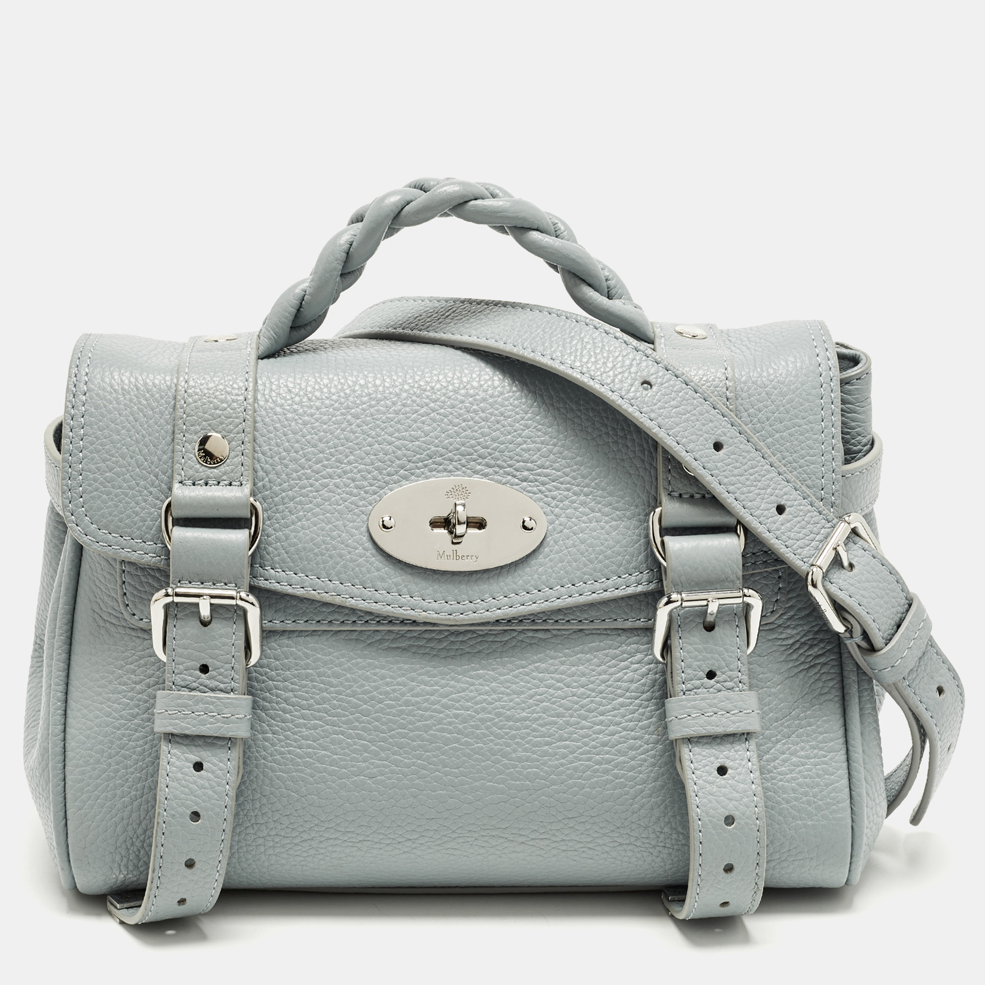 Pre-owned Mulberry Alexa Mini Light Blue Leather Top Handle Bag