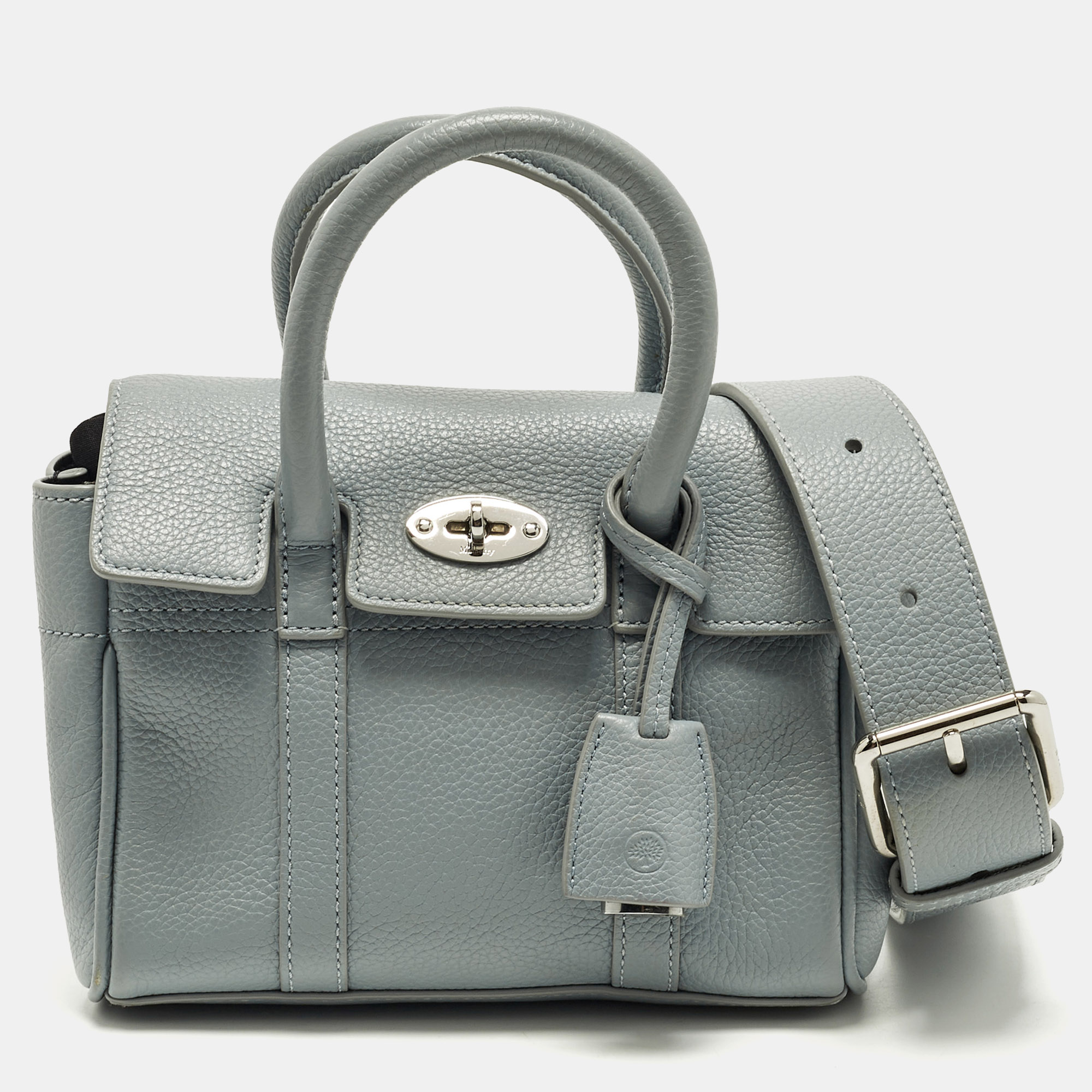 Pre-owned Mulberry Bayswater Mini Light Blued Leather Satchel