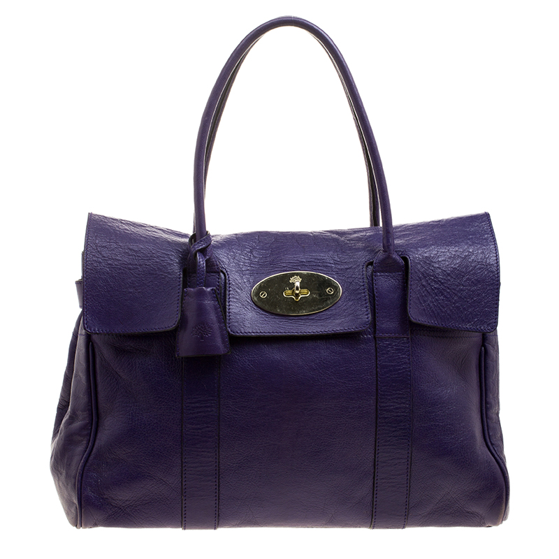 Mulberry Purple Leather Bayswater Satchel