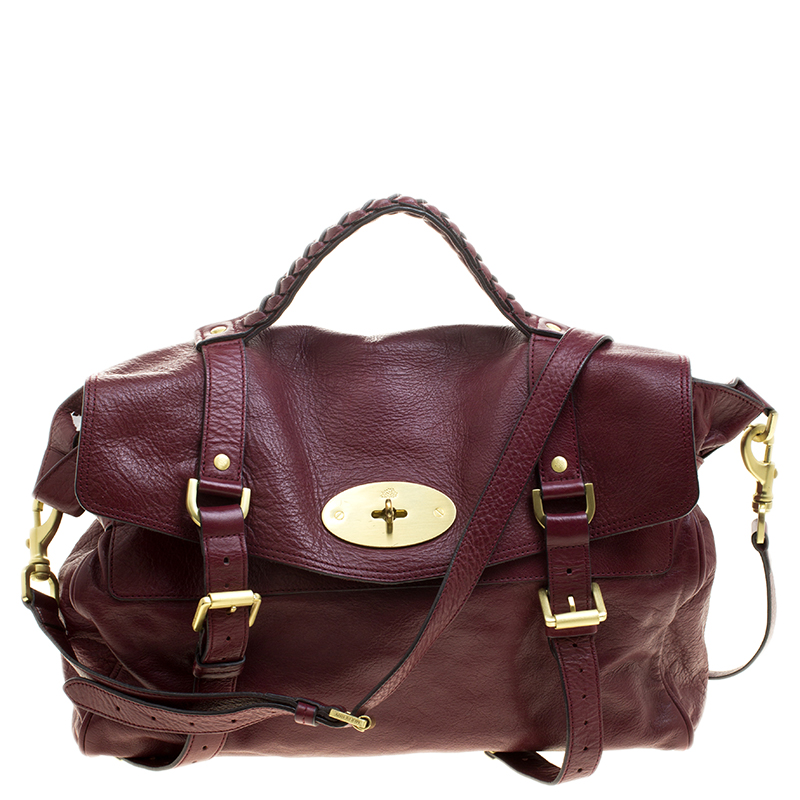 Mulberry Dark Red Leather Oversized Alexa Satchel