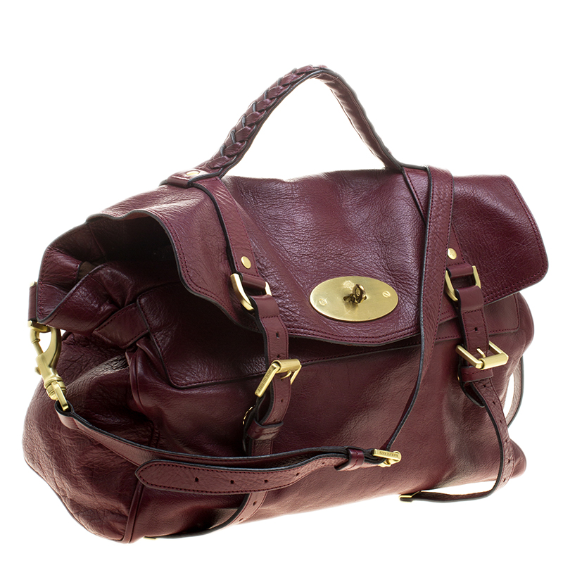 Pre Owned Mulberry Dark Red Leather Oversized Alexa Satchel