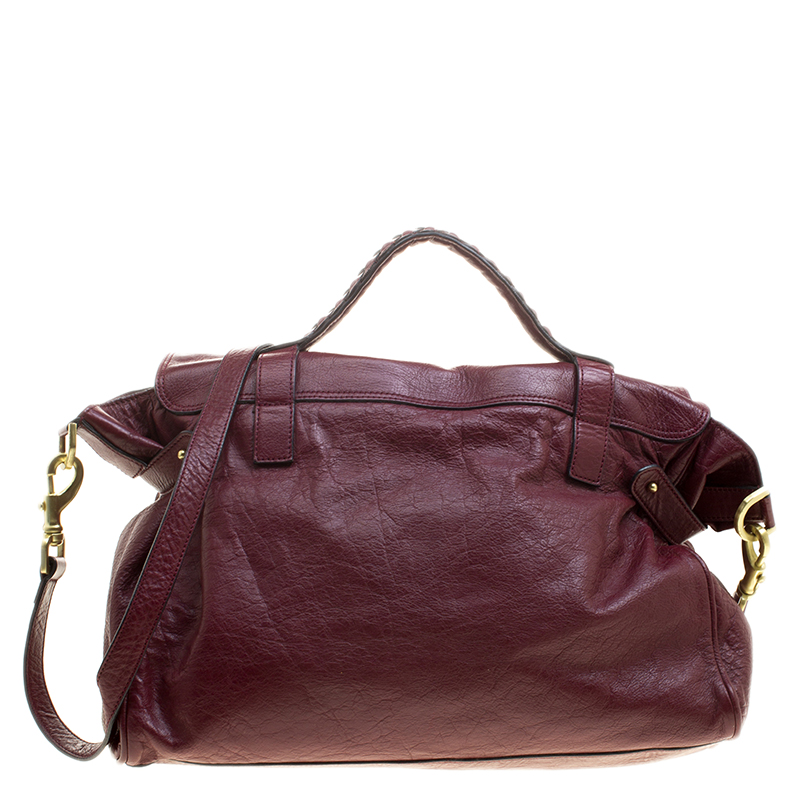 Pre Owned Mulberry Dark Red Leather Oversized Alexa Satchel
