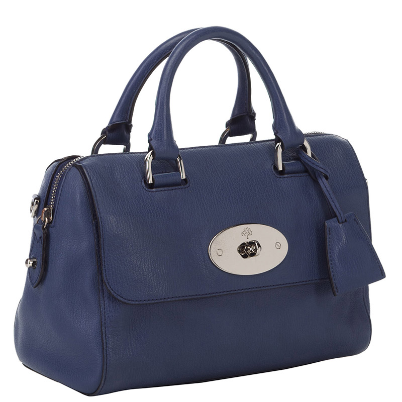 

Mulberry Navy Blue Grained Leather Del Rey Satchel Bag