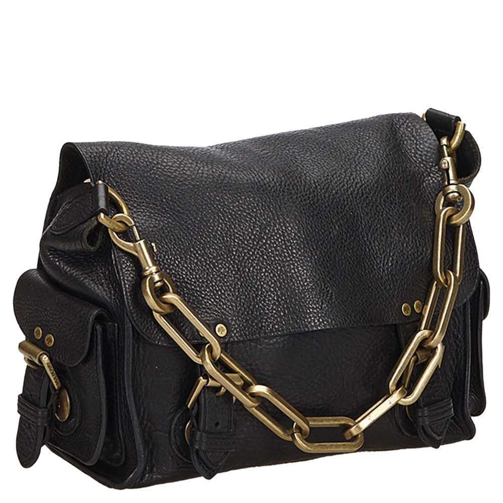 

Mulberry Black Leather Chain Messenger Bag