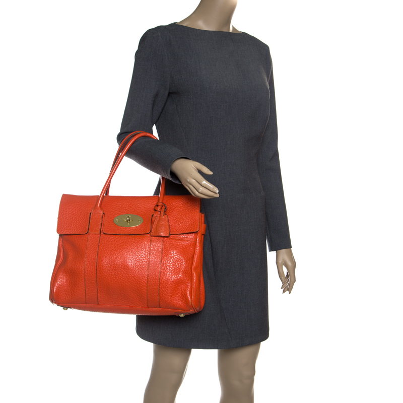 

Mulberry Orange Leather Bayswater Satchel