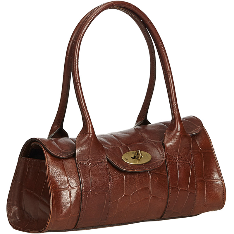 

Mulberry Dark Brown Embossed Leather Bayswater Shoulder Bag