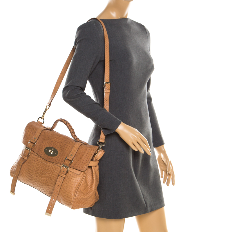 

Mulberry Brown Python Embossed Leather Oversized Alexa Satchel