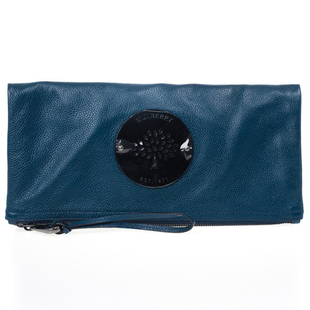 Pre Owned Mulberry Blue Metallic Spongy Pebbled Daria Clutch 