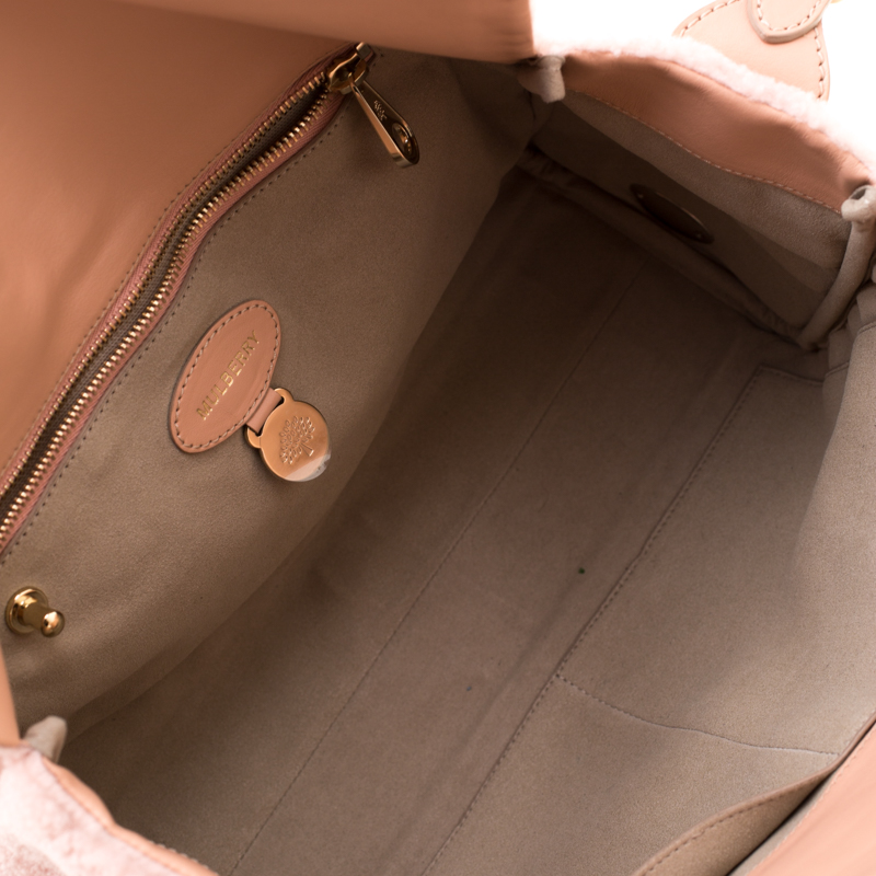 Pre Owned Mulberry Pink Shearling and Leather Roxette Satchel