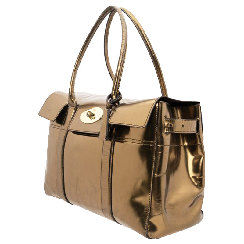 

Mulberry Bronze Metallic Leather Bayswater Bag