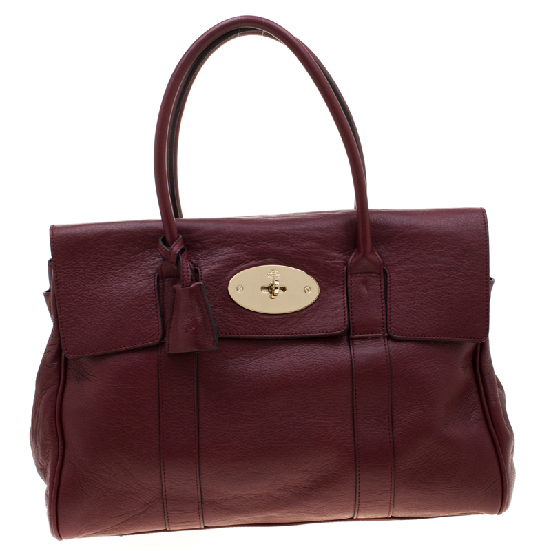 Pre Owned Mulberry Burgundy Leather Bayswater Satchel Bag