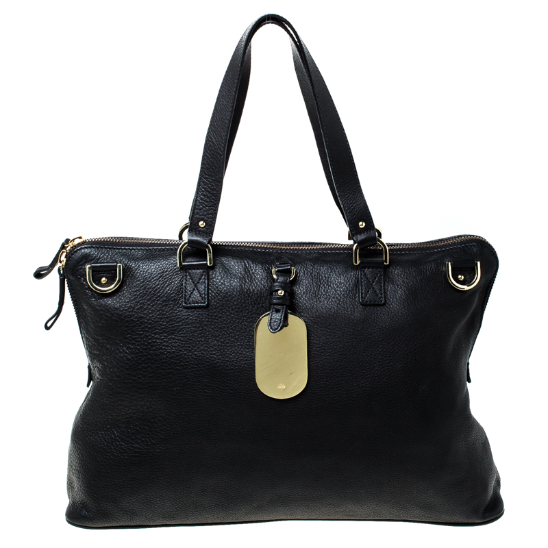 Pre Owned Mulberry Black Leather Euston Tote