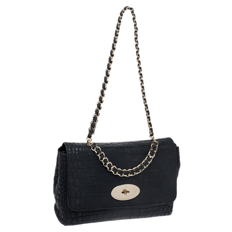 Mulberry medium lily croc black new arrivals