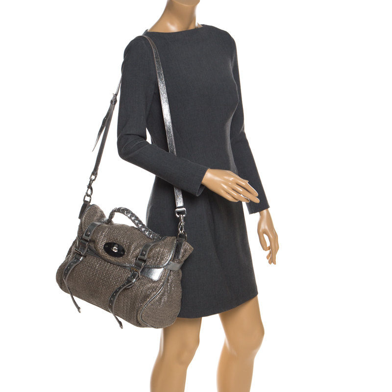 

Mulberry Metallic Woven Fabric and Leather Alexa Top Handle Bag