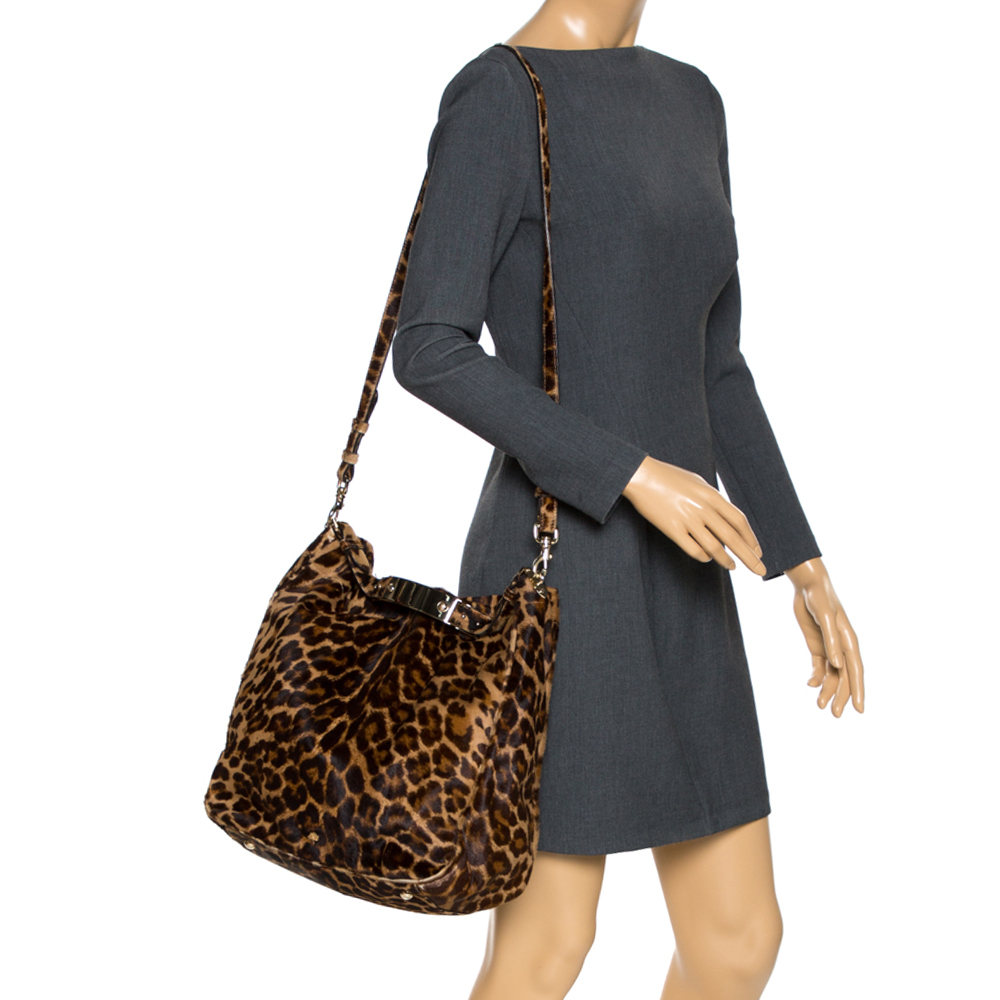

Mulberry Brown Leopard Print Calfhair Shoulder Bag