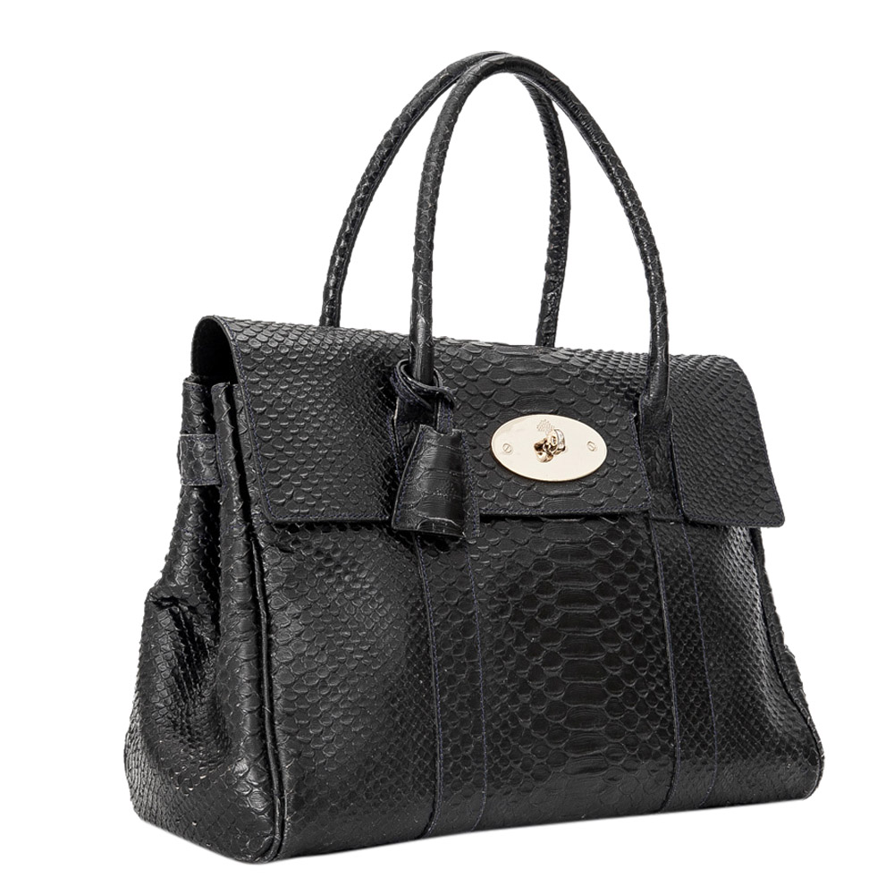 

Mulberry Black Embossed Leather Bayswater Bag