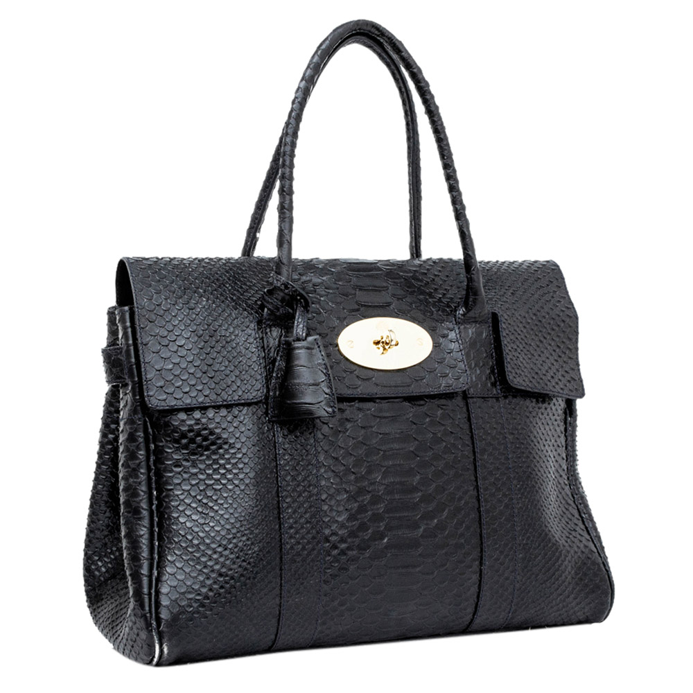 

Mulberry Black Embossed Leather Bayswater Bag