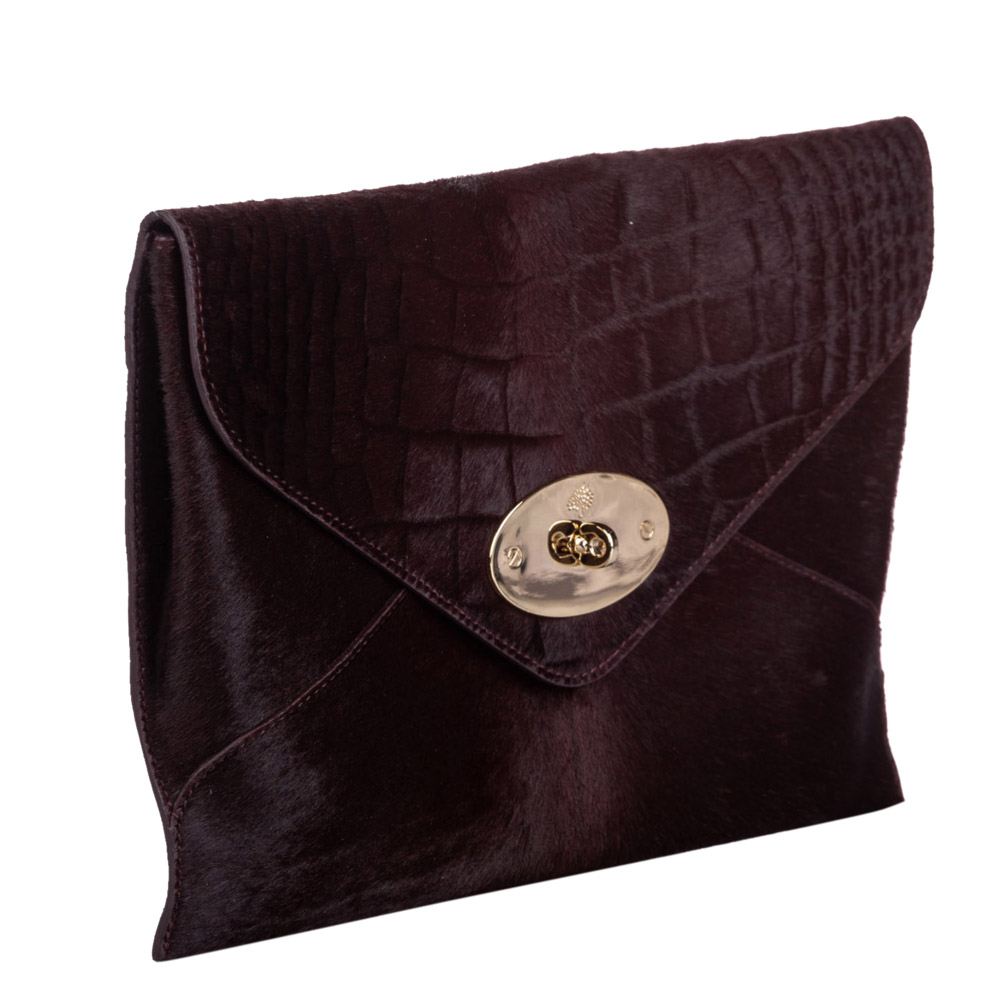 

Mulberry Red Pony Hair Willow Clutch Bag