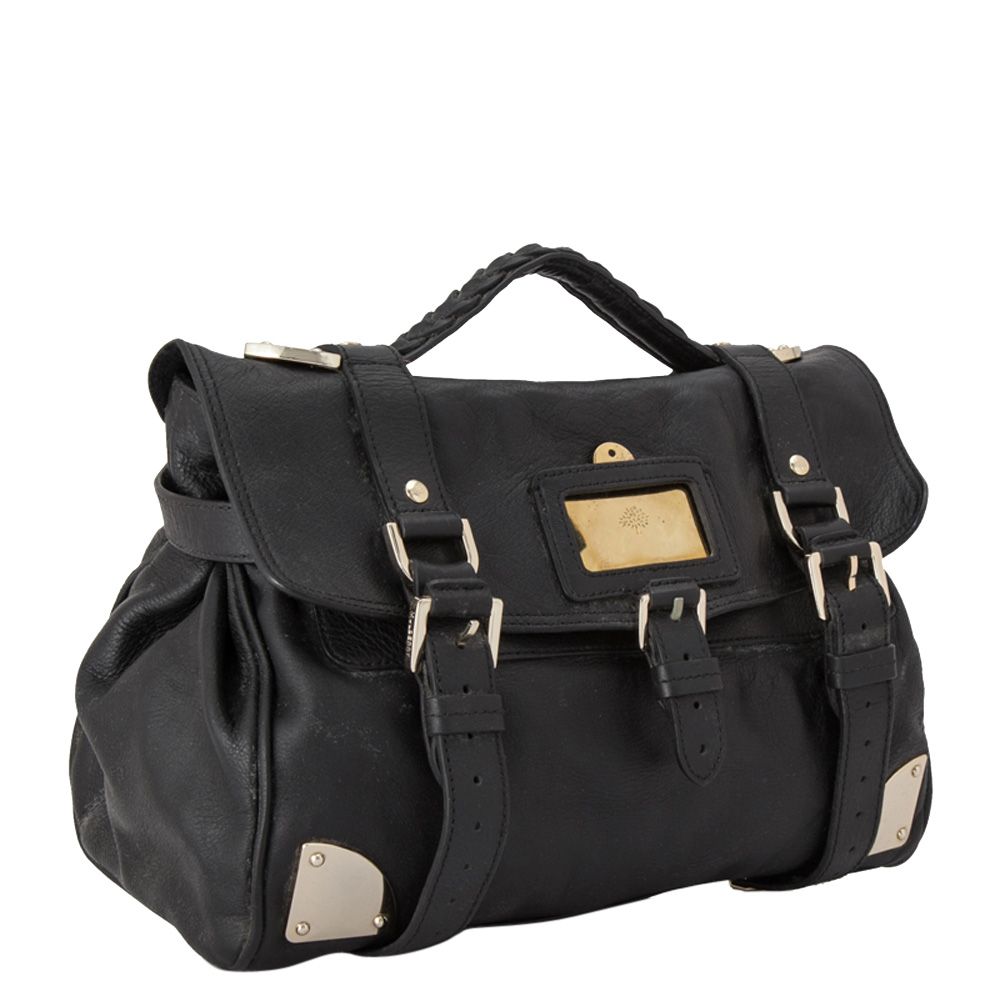 

Mulberry Black Leather Travel Day Satchel Bag