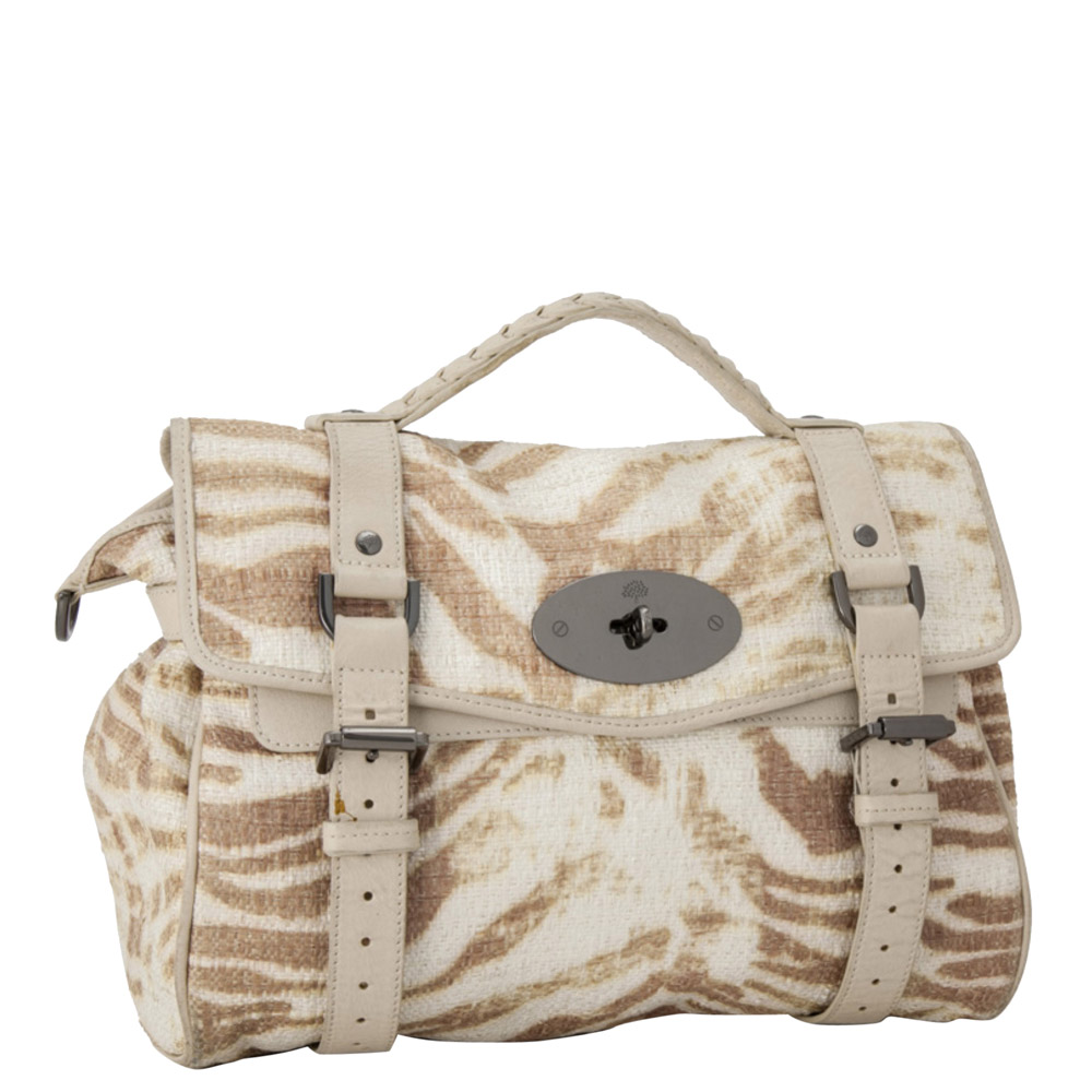 

Mulberry Brown/Beige Alexa Cotton Weave Satchel Bag