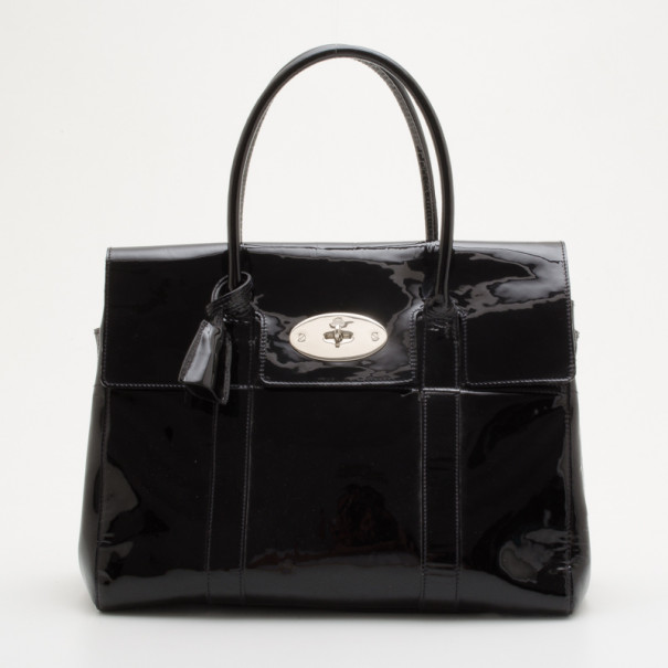 Pre Owned Mulberry Black Patent Bayswater