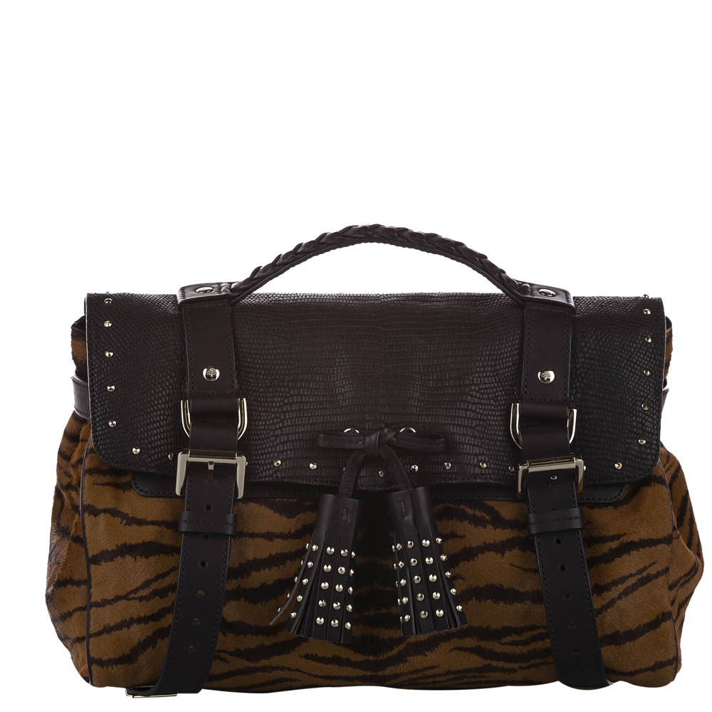 Pre Owned Mulberry Brown Ponyhair/Leather Alexa Satchel Bag