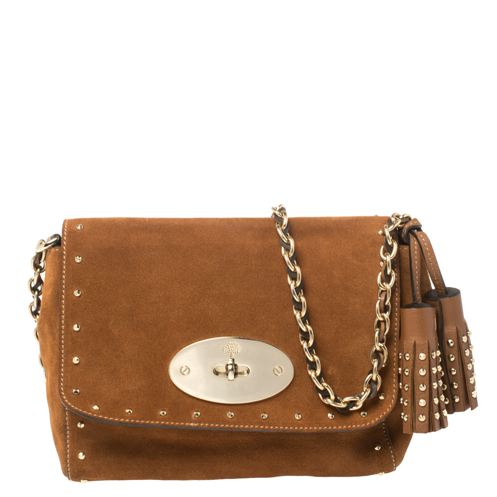 Pre Owned Mulberry Brown Suede Small Lily Crossbody Bag