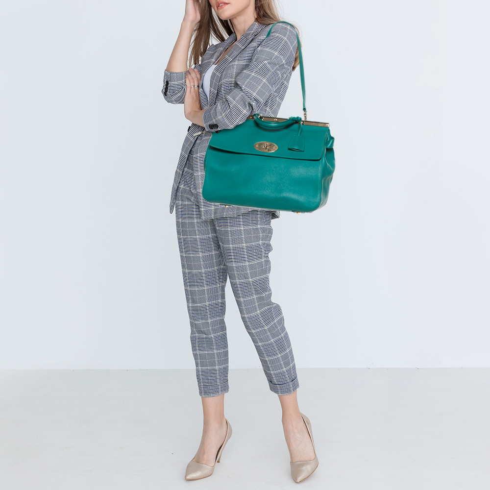 

Mulberry Green Leather Suffolk Top Handle Bag