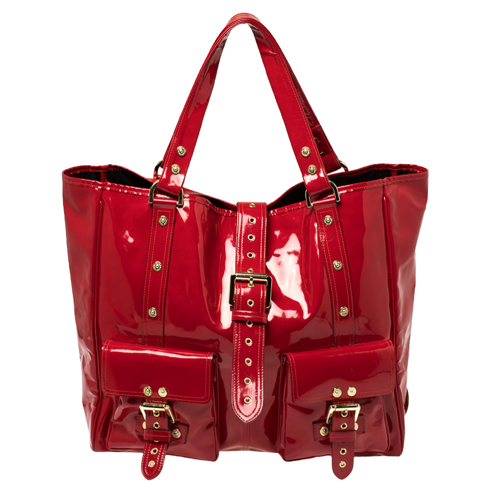 Pre-owned Mulberry Red Patent Leather Roxanne Tote