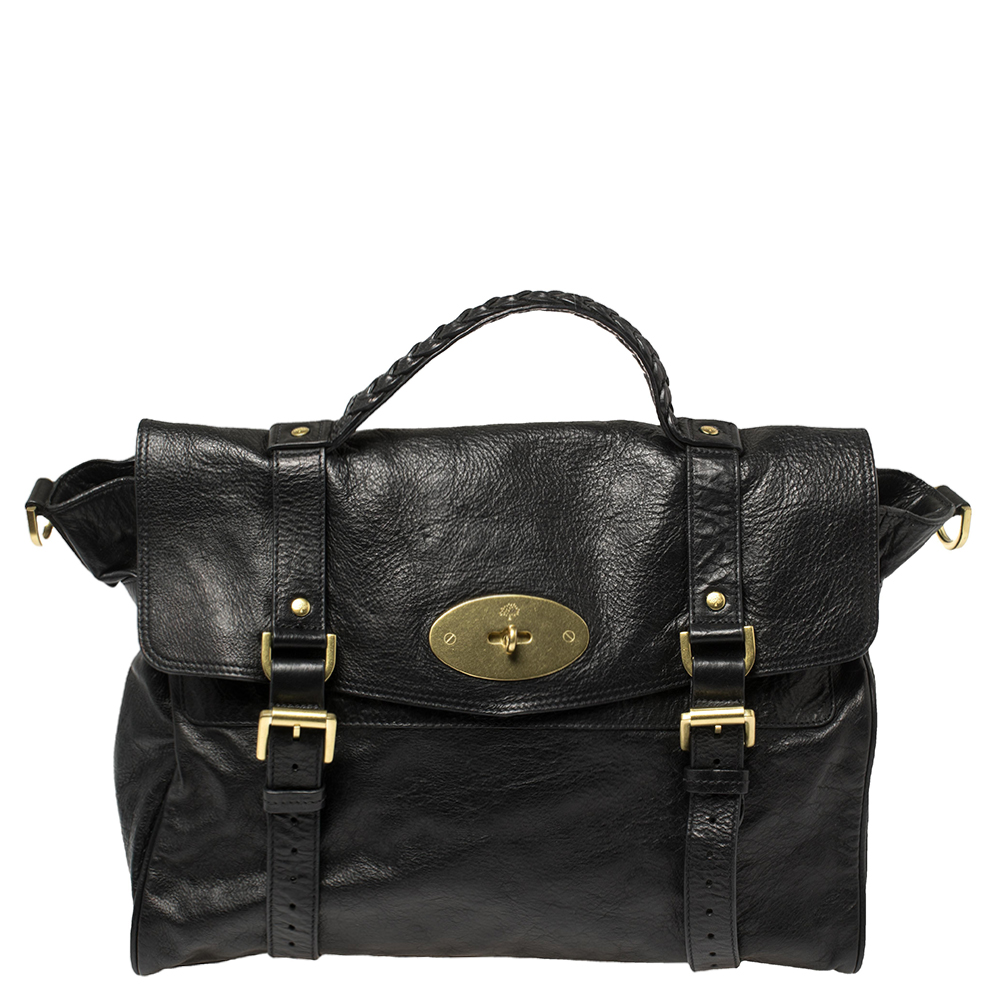 Pre-owned Mulberry Black Leather Oversized Alexa Satchel