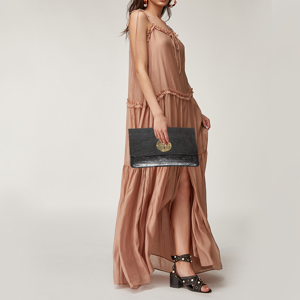 

Mulberry Black Leather Oversized Clutch