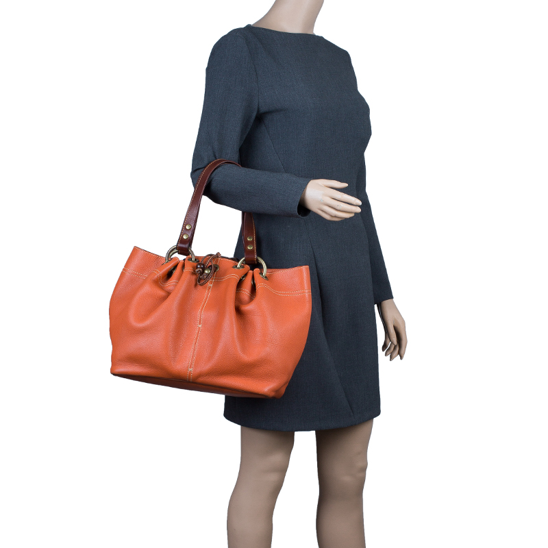 

Mulberry Orange Matt Glove Leather Judy Tote Bag