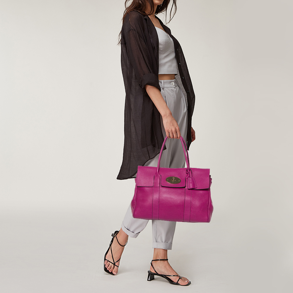 

Mulberry Anthracite Pink Leather Bayswater Satchel