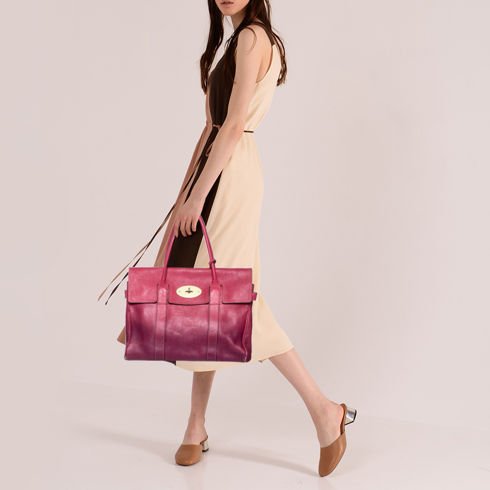 

Mulberry Pink/Burgundy Ombre Leather Bayswater Satchel