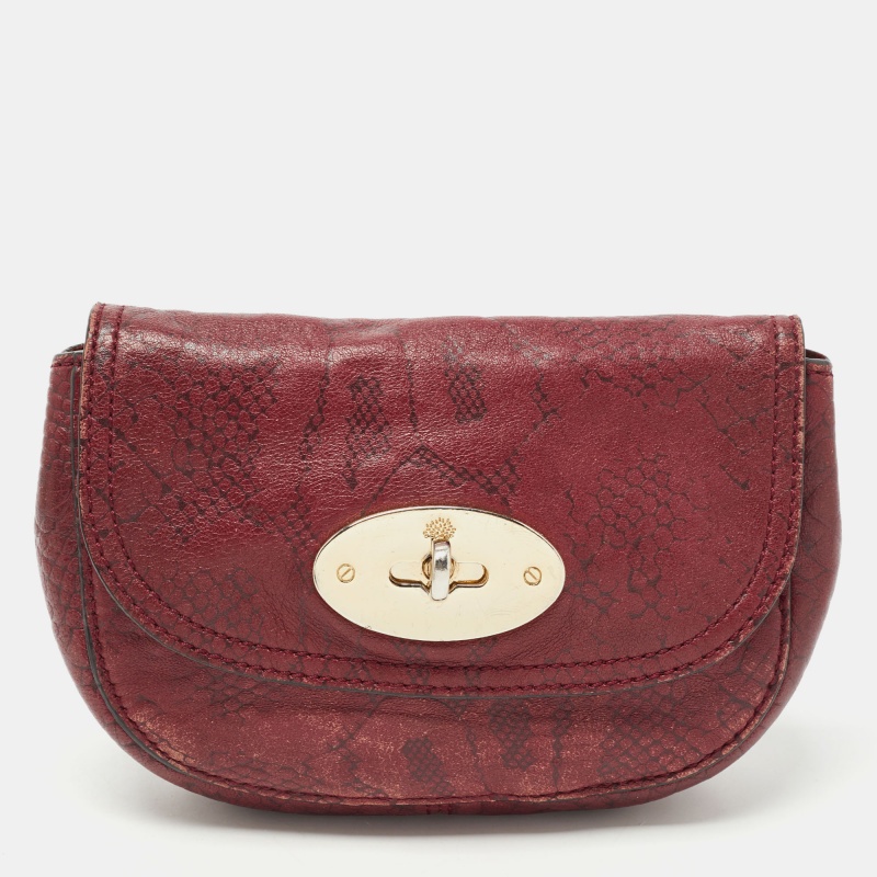 

Mulberry Burgundy Python Embossed Leather Lily Pouch