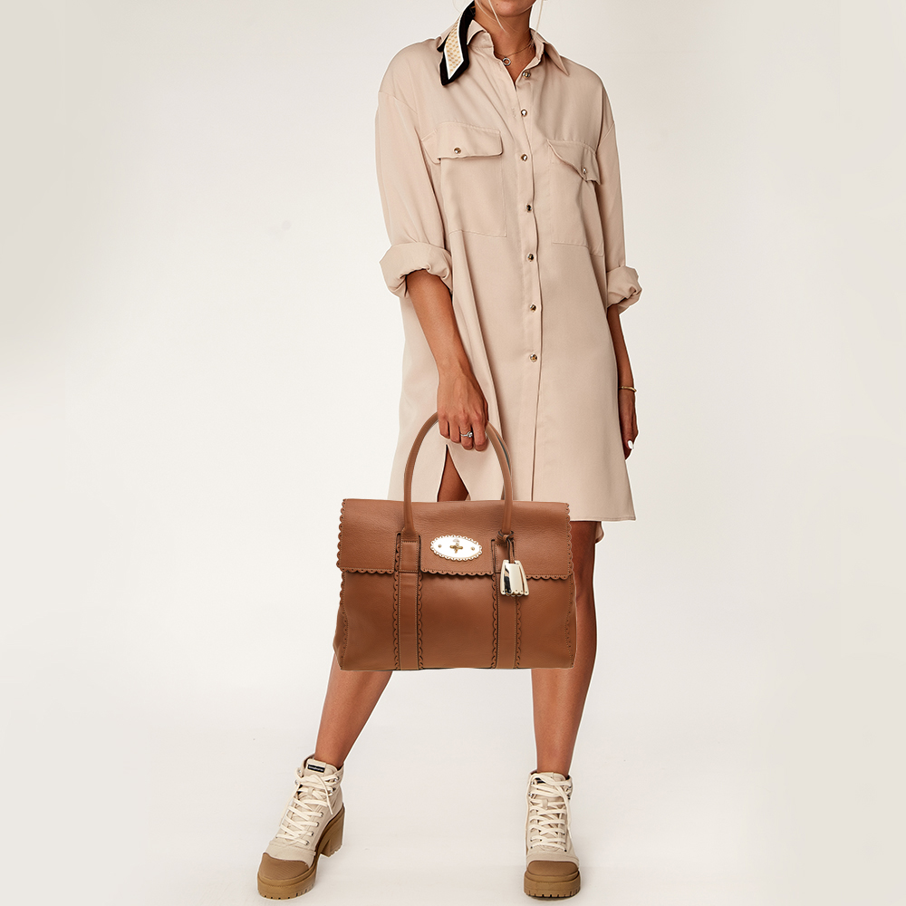 

Mulberry Brown Scalloped Leather Bayswater Satchel